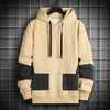 Moda casual hoodies homens harajuku sweatshirts tendência retalhos bolsos hoodie dos homens outono longo s pullovers streetwear