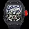 RM35-03 Automatisch sport herenhorloge Luxe zwarte sporthorloges Roestvrij staal Skeleton Dial Zwitsers Tonneau-polshorloge Saffierkristal Waterdicht 2023 Nieuw model