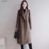 Women's Wool Blends Winter Coat Trendy Midi Length Lady Coat Anti-wrinkle Lady Coat Notch Collar Winter Overcoat for ShoppingL231014