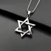 Collares colgantes Estrella de David Israel Collar de cadena Mujer Acero inoxidable Judaica Color plata Je Hombres JewelryPendant241l