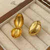 Brincos de argola vintage banhados a ouro cor oval para mulheres meninas formato de casca de ovo pesado suave brinco joias presentes atacado