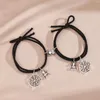 Link Bracelets 2Pcs Halloween Spider Bracelet Elastic Hair Rope Magnetic Heart Couple Personality