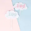 Festive Supplies 5 Stück 100 Tage Cupcake-Topper, Geburtstag, süßes Mädchen, Junge, rosa, blaues Herz, Wolken, Jubiläumszahl, Kuchendekorationszubehör