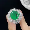 Moda feminina conjunto de jóias de casamento imitação esmeralda turmalina verde cristal zircão diamante anel aberto pingente colar brinco studs presente de festa