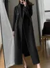 Misto lana da donna Jmprs Cappotto lungo in lana invernale Casual Donna Doppio petto Giacca in lana sintetica Moda autunno Coreano Abbigliamento nero NewL231014