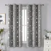 Vorhang 1PC Cartoon Silber Stern Mond Für Kinder Junge Schlafzimmer Grau Drapieren Kleine Fenster Tür Schatten Tülle # E