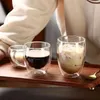 ワイングラス高ホウケイ酸ガラスティーカップダブルウォール耐熱コーヒーマグポータブル透明ビー​​ルウイスキー
