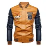 Hommes en cuir Faux automne et hiver Biker vestes hommes veste de baseball Streetwear Moto PU manteau décontracté polaire épais col montant haut 231013