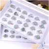 Solitaire Ring 50pcs/Lot Colorf Rings Natural Stone Rings for Women Gemstone المجوهرات الأزياء الخاتم مزيج أنماط عيد الحب هدية Jewe DHAJ4