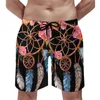 Erkekler Şort Rüya Catcher Toard Yaz Kırmızı Çiçek Baskı Sörf Plajı Kısa Pantolon Erkekler Hızlı Kuru Vintage Büyük Boyut