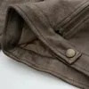 Kvinnors läder faux läder faux mocka läder bomber jacka vintage brun kappa chic dragkedja kort outfit kvinna streetwear 231013