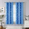 Vorhang 1PC Cartoon Silber Stern Mond Für Kinder Junge Schlafzimmer Grau Drapieren Kleine Fenster Tür Schatten Tülle # E