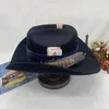 Berretti Cappello da cowboy da uomo Jazz Bordo lucido Retro realizzato in vecchio stile tibetano occidentale Top Cowgirl