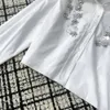 Été dames revers lettre impression bâton diamant court taille haute chemise manteau tissu en polyester est doux et ne rétrécit pas mode décontractée tout au quotidien.CC