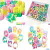 Novelty Games 24 PCS/Lot 4.5cm Mtishaped Magic Plastic Plastic Colorf Bounce Rainbow Transparent Spring Funny Classic Toy for Children 220325 DHXGP