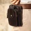 ウエストバッグメンズパック携帯電話バッグベルトを着用する大容量コインプロセスレザー紳士マネークリップカウハイド