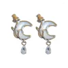 Stud Earrings Fashion Niche Design Ins High-End Sense Flowers Wrapped Around The Moon Feminine Light Luxury