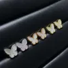 Van-Clef Arpes Pendientes de diseñador Calidad original Pendientes de aguja de plata 925 Pendientes de oro rosa Pendientes de mariposa Fritillaria natural Pendientes de ágata azul