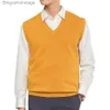 Chalecos para hombres Sin mangas Suelto Cálido Suéter Chaleco Hombres Color Sólido Con Cuello En V Jersey Chaleco De Punto ChalecoL231014