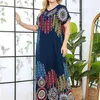 Robe Maxi Vintage à imprimé ethnique pour femmes, rayonne en coton, col en V, manches courtes, grande taille, vêtements arabes décontractés, été, 210517227u