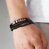 Länkarmband mode flerskiktat läderarmband för män klassisk handvävd magnetisk spänne wrap punk coola smycken tillbehör