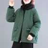 Casacos de trincheira femininos casual superior grande tamanho solto algodão linho curto casaco com capuz zíper engrossado quente acolchoado jaqueta outono inverno z3199