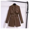 Women Outerwear Jackets Women Clothing Autumn Winter Office Ladies Elegant Solid Jacket Coat Women Long Sleeve High Waist Metal Belt Blazer Outerwear 2024