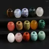 Pendant Necklaces 5 Pcs Natural Stone Pendants Drum Shape Random Healing Crystal Agate Beads For Jewelry Making Necklace