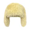 Bérets Chapeaux d'hiver Chapeau de neige en fourrure floue avec oreille Kawaii Trapper Slouchy Femmes Vêtements féminins rapides