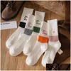 Other Festive Party Supplies Womens Stockings Color Match Embroidery Cotton Socks Ventilate Couple White Uniform Size Unisex Sport Dhtbs