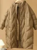 Mulheres para baixo parkas janveny feminino solto casaco longo 90 jaqueta de pato branco inverno feminino casaco com capuz puffer pena 231013