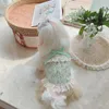 Vestuário para cães Verde Floral Lacework Vestido Roupas Kawaii Doce Cães Pequenos Roupas Gato Coreano Moda Verão Fino Festa Bonito Menina Pet Item