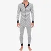 Men's Tracksuits Pajamas Striped One-piece Pajama Sets Male's Skinny Jumpsuit Long-sleeved Fall/winter 2023 Loungewear