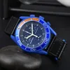 Omeg Wrist Watches for Men 2023 Mens Watches Six needles All dials work Quartz Wastch Top Luxury Brand Chronograph Clock Fashion accessories Gift Moonswatch