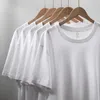 T-shirts hommes 205g été pur coton à manches courtes T-shirt hommes jaune bleu lâche col rond grande taille garçons t-shirt plus t-shirts hauts xxxl