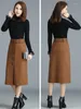 Röcke Herbst Winter Dicke Einreiher Split Plaid Bodycon Rock Frauen Elegante Chic Dünne Beiläufige Hohe Taille Gerade 4XL 5829