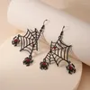 Boucles d'oreilles pendantes en toile d'araignée, grande goutte exagérée pour femmes et filles, Style Punk, Zircon rouge, bijoux de charme de Festival