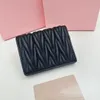 Designer Sweet Luxury Card Bag Women's Letter Pleated Sheepskin M Letter Solid Color Purse New Clip Mini Multi-Tica Euro-American Style