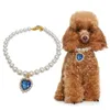 Dog Collars Stylish Extended Love Heart Fake Crystal Cat Small Puppy Choker Jewelry Pet Supplies Charm Necklace