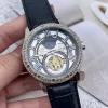 Three stitches series tourbillon automatic mechanical watch high quality Top brand leather strap Deluxe fashion moon Phase Hollow carving flower shell cover one