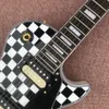 Black and White Lattice Electric Guitar, Rosewood Fingerboard, Gold Hardware, Free Shipping