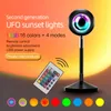 USB Sunset Projection Lamp Rainbow Atmosphère Night Light Sunset Light For Photography Selfie Coffee Store Decoration Mur en direct