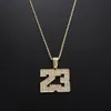 Pendant Necklaces Hip Hop Rhinestone Basketball Number 23 For Men ed Chain Rock Rapper Choker Jewelry Gifts254w