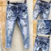 Jeans en denim pour hommes, jeans à la mode, style véritable slim, lavé, fermeture éclair, décoré, pantalons décontractés urbains, 289H