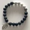 Charm Armbanden 8mm Zwart Lavasteen Wit Howliet Mala Armband Yoga Sieraden Voor Mannen Hamsa Gift Zijn