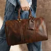 Sacs polochons en cuir véritable hommes sac de voyage véritable vache voyage Vintage grand week-end mâle bagages sac à main Duffle