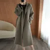 Damen-Wollmischungen, langärmelig, lässiger Mischungsmantel, Damen-Herbst-Winter, elegant, V-Ausschnitt, koreanische lose Mäntel, Vintage-Mode, Damenmantel 2023 231013