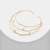 Choker Gorgeous Charming Hand Make Three Layers Pearl Women Real Gold Plated Open Size Fashion Boho Accessories Necklace