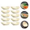 Dinnerware Sets 50 Pcs Sushi Boat Disposable Serving Tray Plate Wood Plastic Dessert Containers