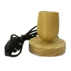 Bordslampor Vintage Lamp Base E27 Socket Trä bredvid Desk Holder US EU Plug Wood Decoration For Living Room El El